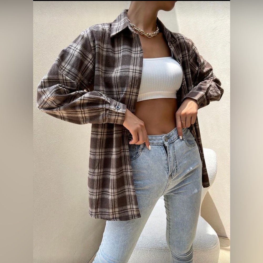 Plaid Brown Women's Shirt - Picture 4 of 4